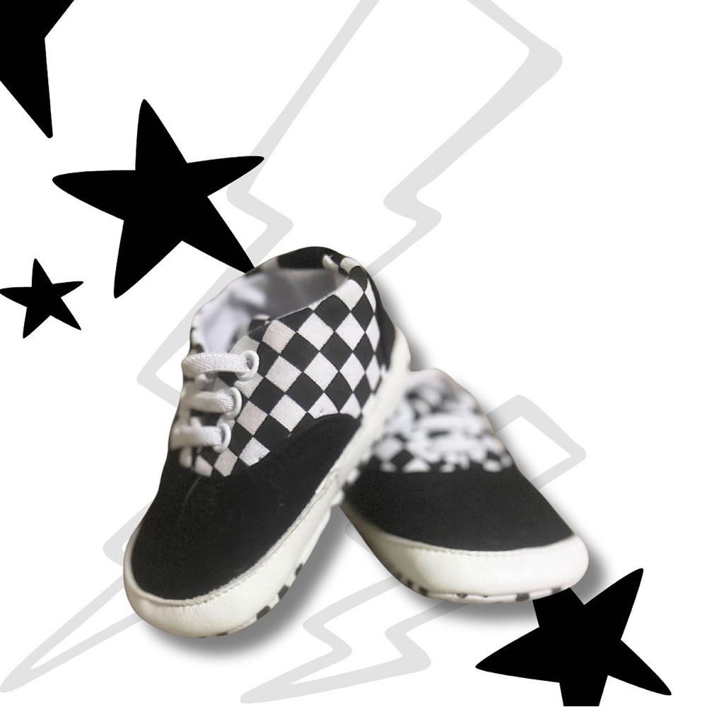 Kids Black and White Checkered Shoes